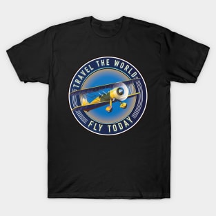 Fly today Travel the world logo T-Shirt